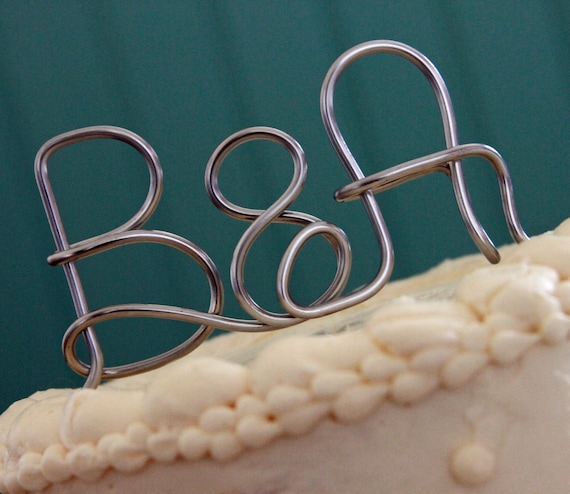 Custom Monogram or Initials Silver Wedding Cake Topper