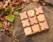 Tic-Tac-Toe by BANDY, reclaimed base with raised walnut inlay, salvaged X's and O's, all-natural, non-toxic finish
