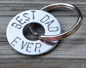 Handstamped Keychain "Best Dad Ever"