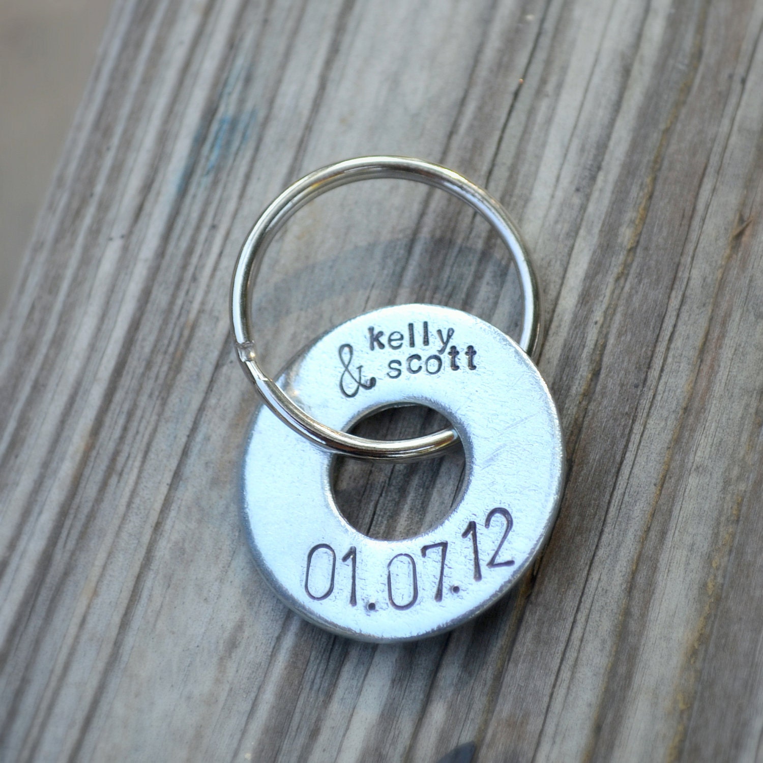 Handstamped Keychain for the Bride & Groom