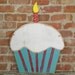 Happy Birthday Pink & Eros Pink Striped Wooden Cupcake - many colors available