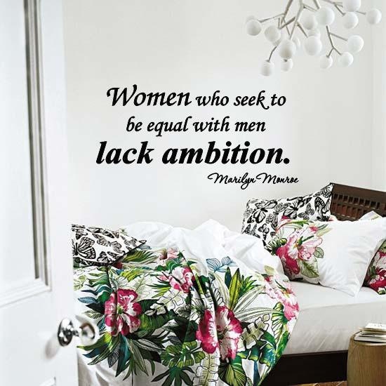 Marilyn Monroe Women Who Seek To Be Equal Lack Ambition Quote Wall Lettering