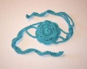 Teal crocheted flower 3 strand headband