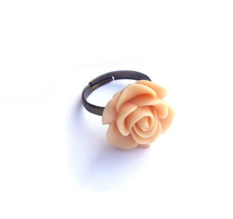 Flower Ring, Peach ring, Resin flower ring,