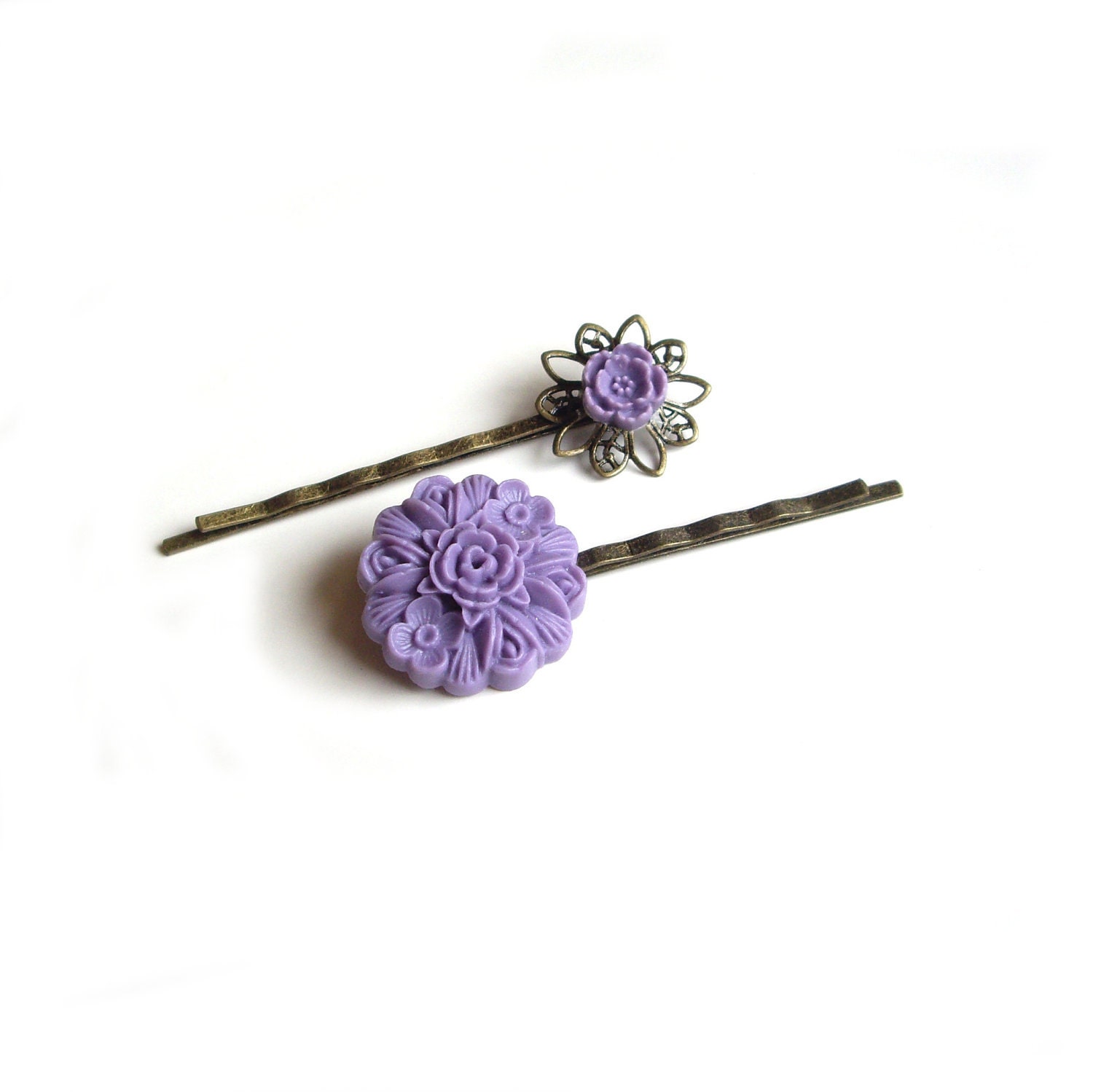 Purple Hair Pins, Hair Pins, Flower Hair Pins, Bridesmaid gift,