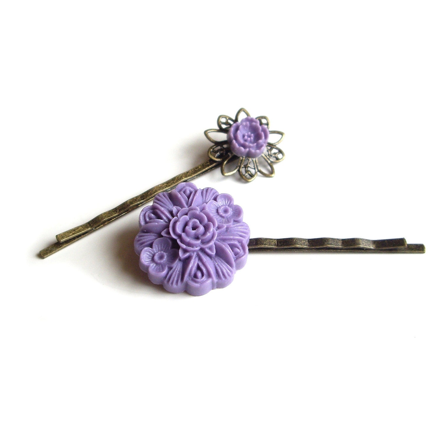 Purple Hair Pins, Hair Pins, Flower Hair Pins, Bridesmaid gift,
