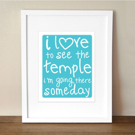 LDS Temple, Primary Songs- Custom Color 8x10 Print