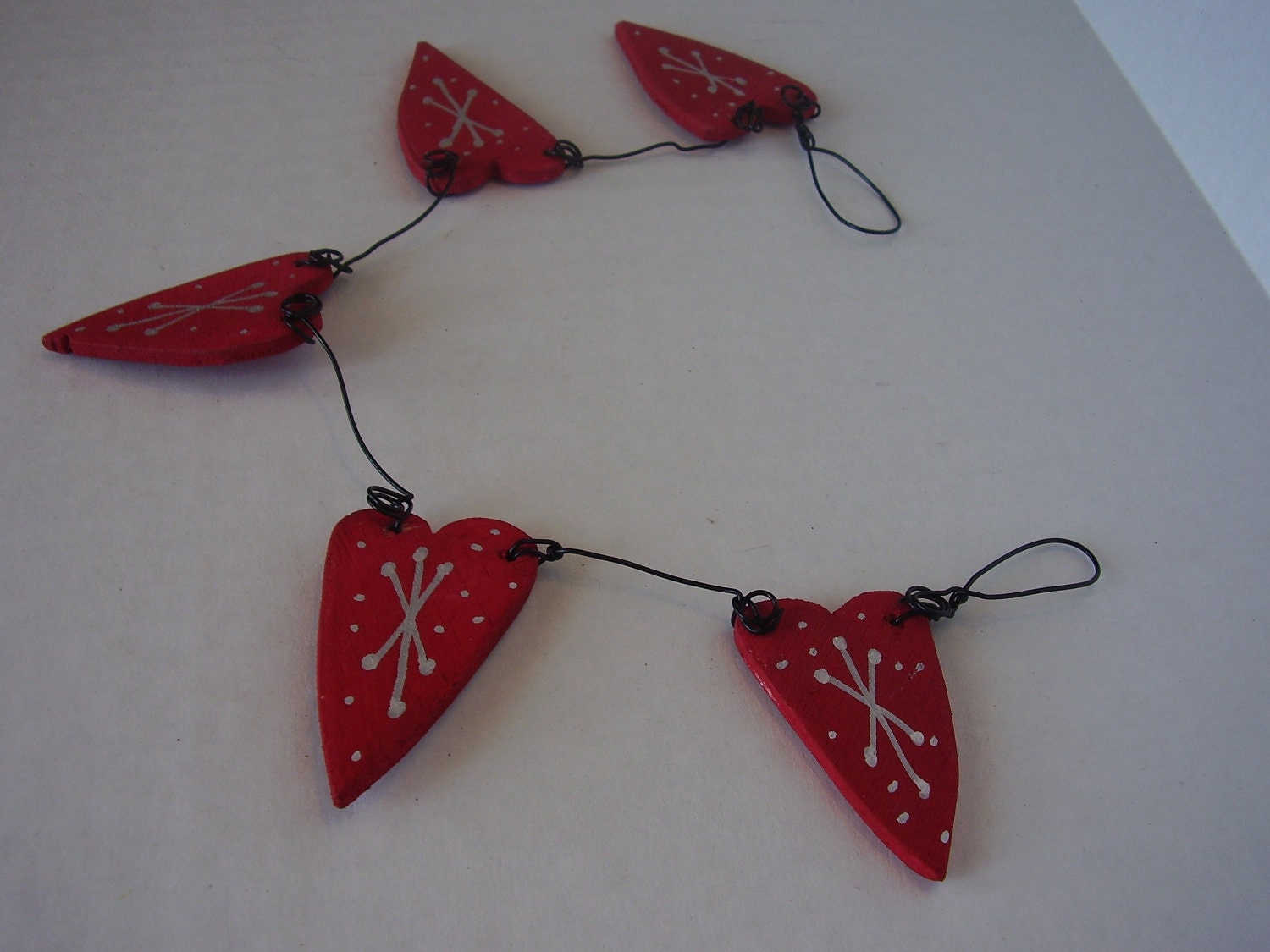 Handmade heart with snowflake wire garland....