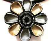 WALLS of WINTERFELL Gold and Silver Silk Kanzashi Flower Necklace