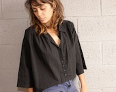 ENJOY August Sale 50% OFF Button shirt. Black Women Top. Long Sleeve Top, Spring Fashion