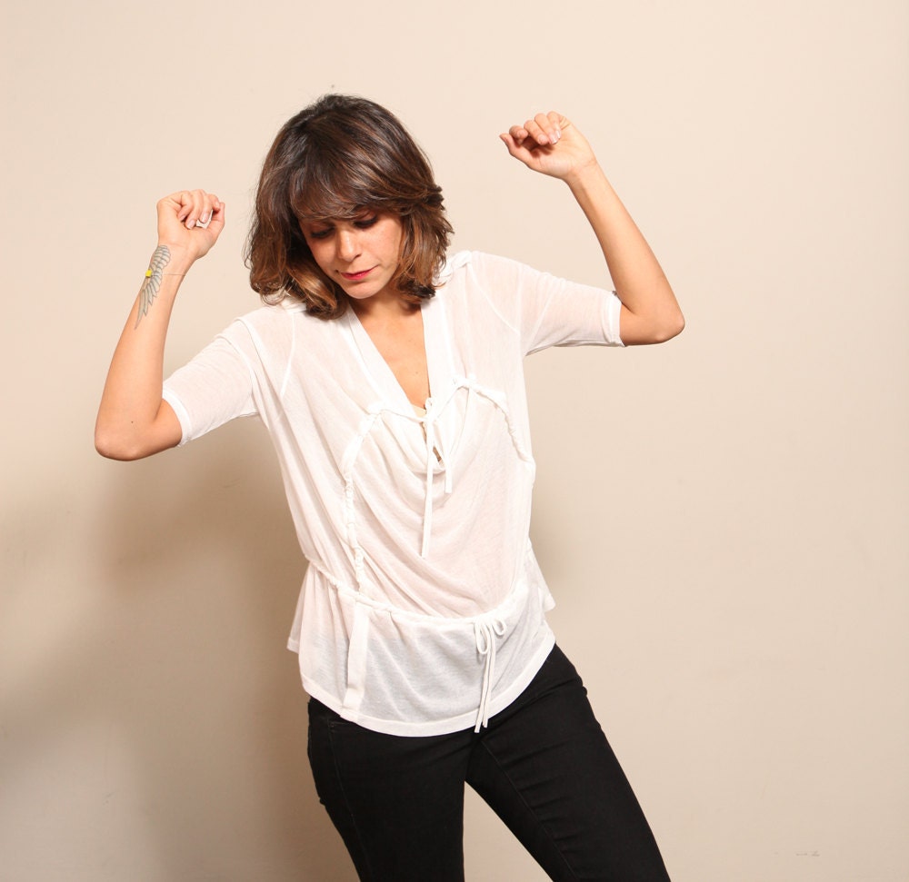 SALE 55% OFF White Blouse Women, Spring Fashion