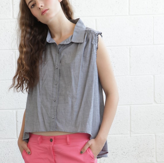 End of Summer Sale ,Women Blouse Gray,  Grey Top
