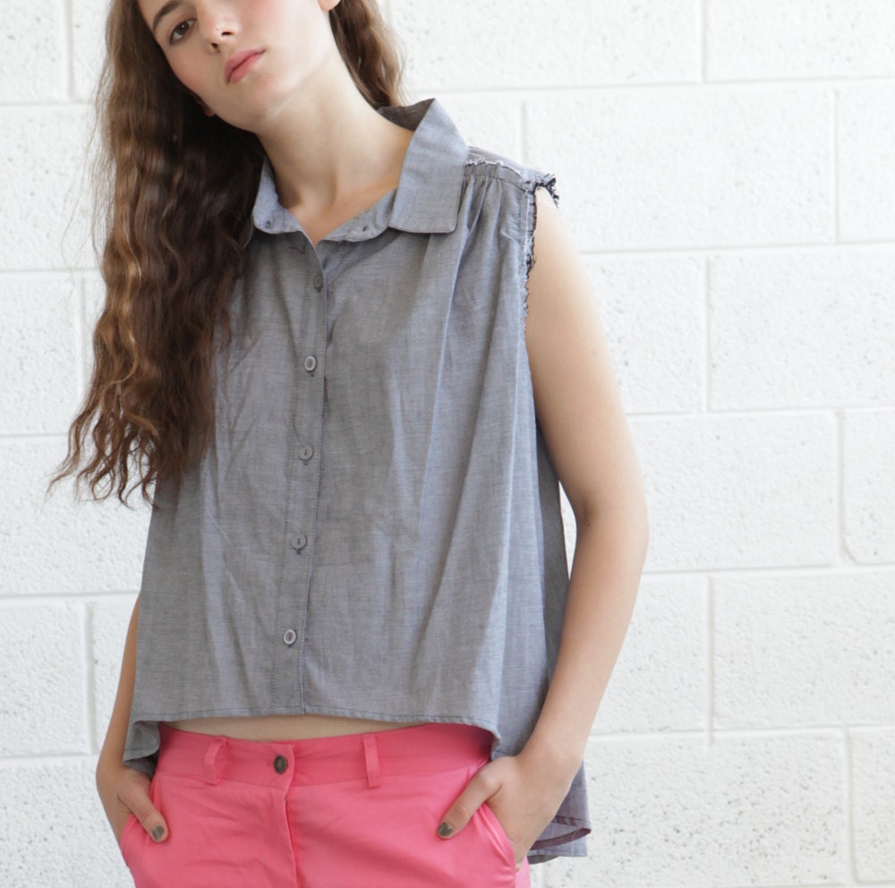 End of Summer Sale ,Women Blouse Gray,  Grey Top