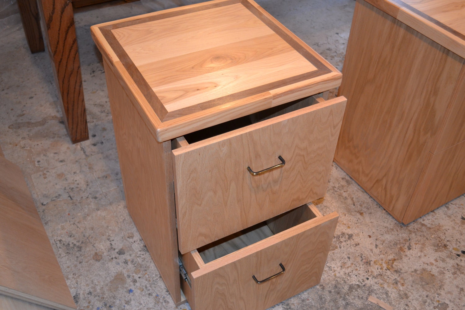Filing Cabinet: Beautiful, Clean Design with Recaimed Hickory & Walnut Top