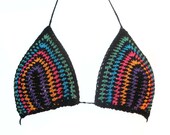 Crochet bikini top hippy bech style cotton retro triangle
