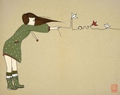 Love Print 12x16 girl illustration