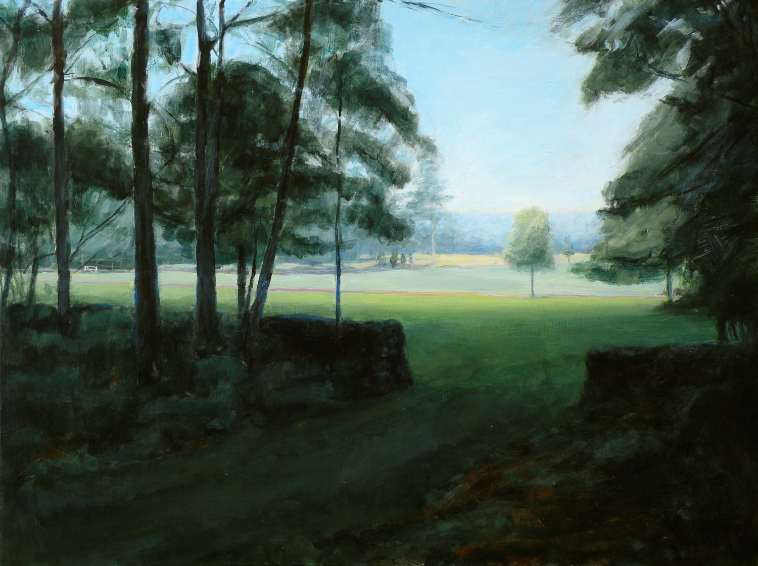 Landscape Painting, "At the Gate to the Field." Original painting. 18" x 24".