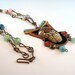 Vintage Mexico Necklace Copper Aztec Mayan King Pendant Colorful Enamel Accents Amazing