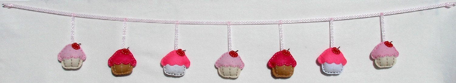 Felt Cupcake Garland Pink Cupcakes Felt Banner Garland