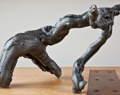 Japanese Black Oxidized Silver Gilded Grapewood Branch