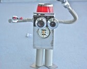 LUMO The Robot Lamp Found Object Handmade Modern Robot Sculpture Nightlight Night light Metallic Aluminum Sculptures Artwork 3D Art