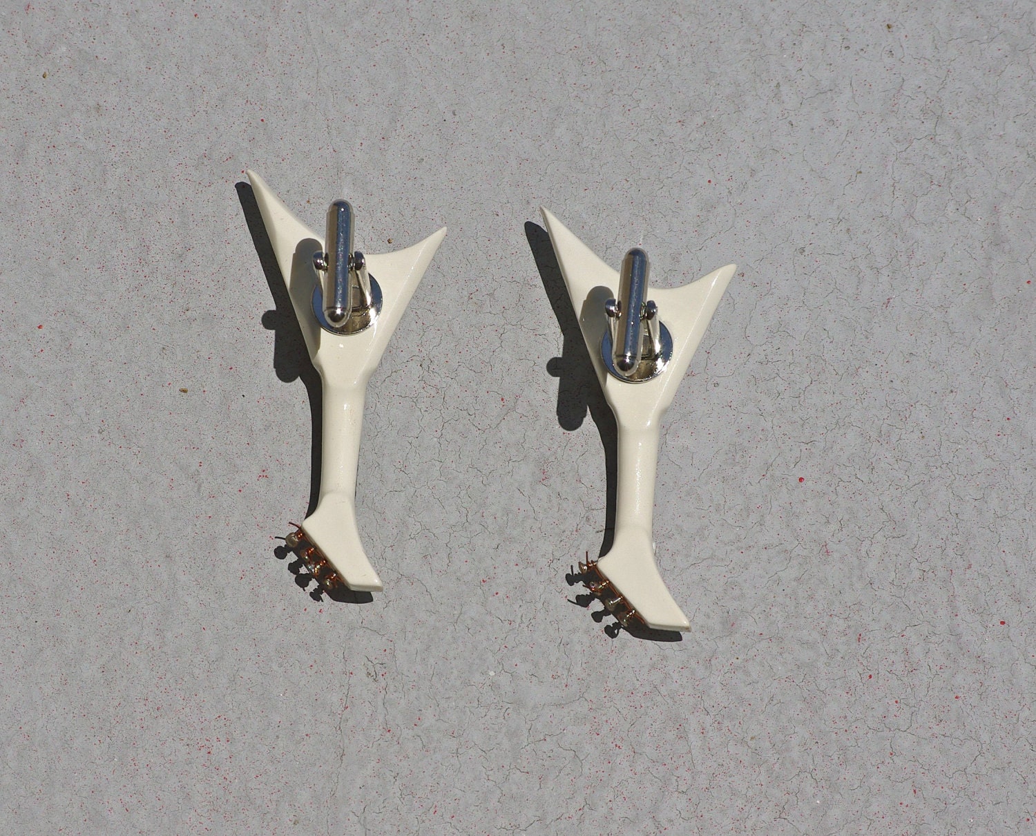 SALE Electric Guitar Cuff links cufflinks guitars instrument cream w/ case recycled toy boyfriend hubby for geeks geeky musician musicians