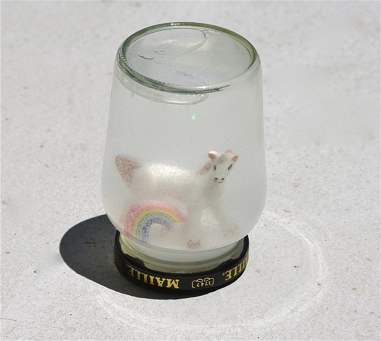 SALE Magical Unicorn Snowglobe Snow Globe with rainbow, made by hand by elves with fairy dust