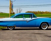 Ford Fairlane Vintage Car Fine Art Photograph 8x12 Gift for Him Nostalgia Home Decor Retro Gift for Her Car Aqua Blue White