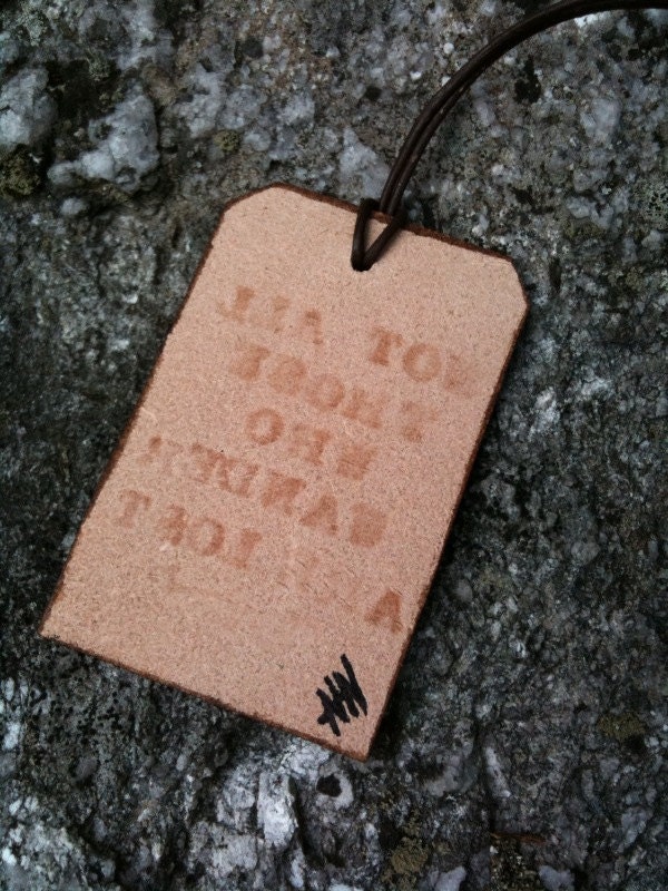 Leather Luggage Tag - Tolkien Quote - LOTR - Yellow Flower