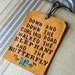 Leather Luggage Tag - Elephant and Butterfly Quote - Blue Butterfly Detail - E E Cummings Fairy Tales Quote
