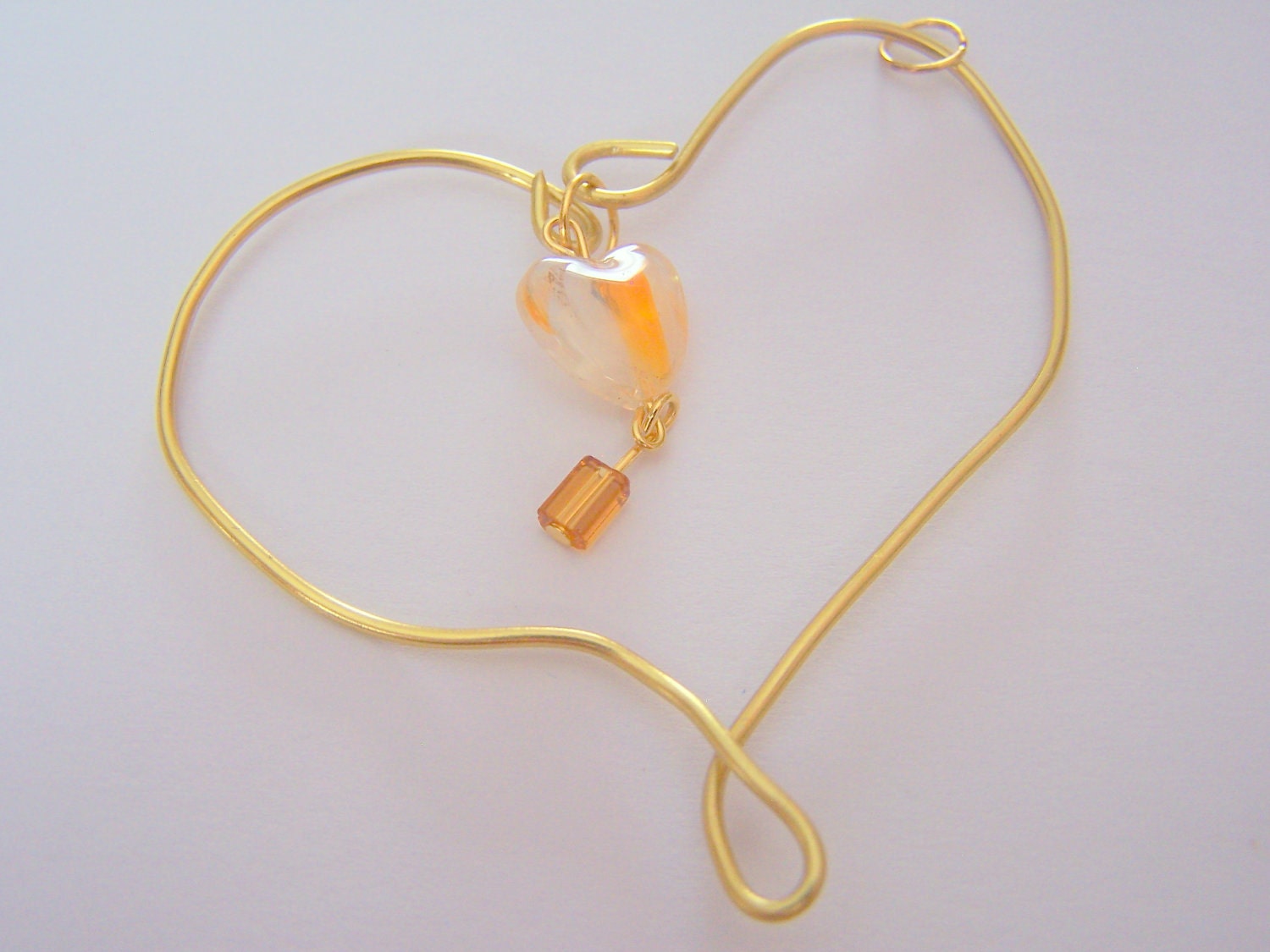 Sweetheart pendant, handmade, wire wrapped heart, focal crystal, custom order OOAK