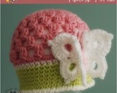 INSTANT DOWNLOAD - Crochet Butterfly Hat Pattern - Baby hat pattern - Crochet butterfly pattern