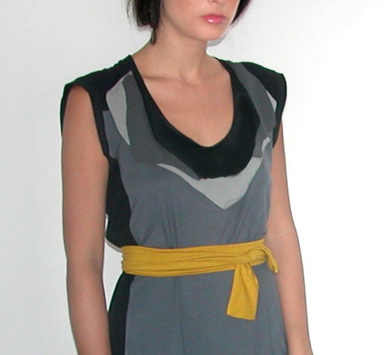 casual gray and black collage collar dress