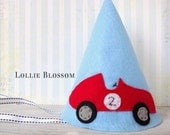 Race Car Felt Party Hat, Race Car Birthday Party, Party Pack Includes 8 Felt Hats