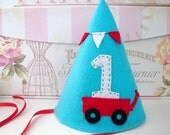 Red Wagon Party Hat, Felt Party Hat, First Birthday, Photography Prop