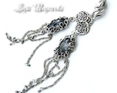 The Piano  Wire Wrapped Earrings SILVER quartz