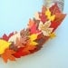 Yarn Wreath - Autumn, Fall Door Wreath.  Felt leaves, Brown, Red, Orange, Yellow, Burgundy - Perfect for Fall - Harvest Colours.
