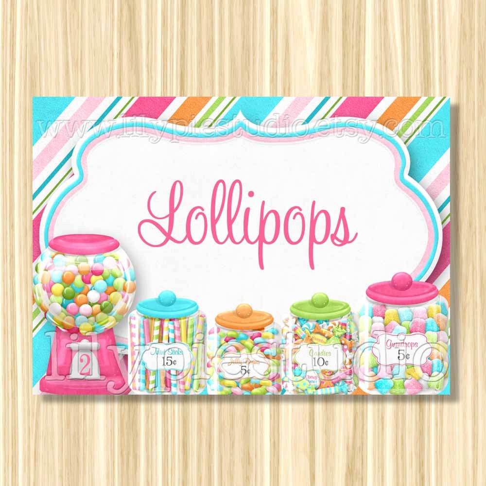 Sweet Shoppe Themed Personalized Buffet Cards Digital PRINTABLE PDF FILE Il_170x135