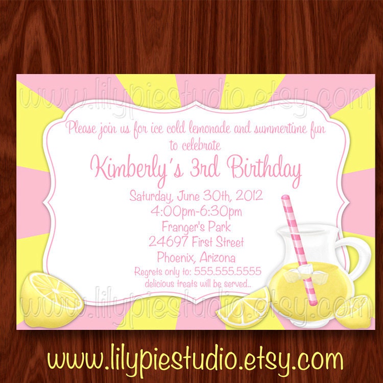 Pink Lemonade Summertime Fun Invitation PRINTABLE DIGITAL FILE Il_170x135