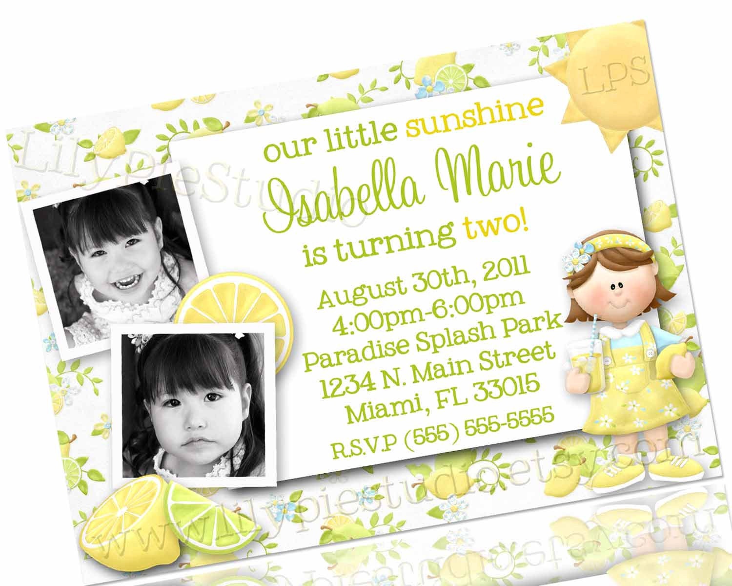 My Little Sunshine / Lemonade Splash Invitation PRINTABLE DIGITAL FILE Il_570xn