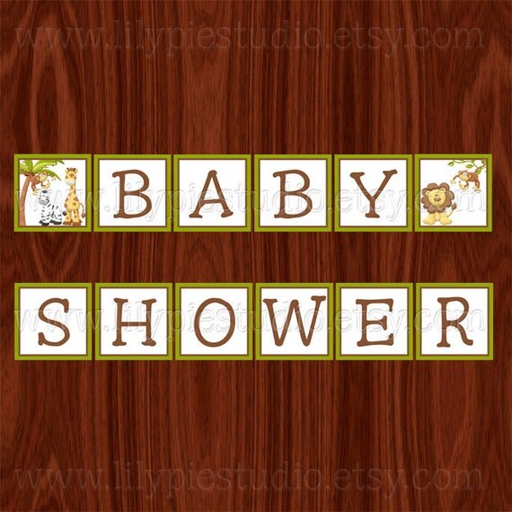 Jungle Baby Shower Banner PRINTABLE Digital File Il_570xn
