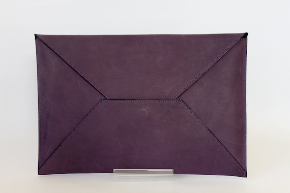 ENVELOPE- Oversize Leather Clutch in Eggplant