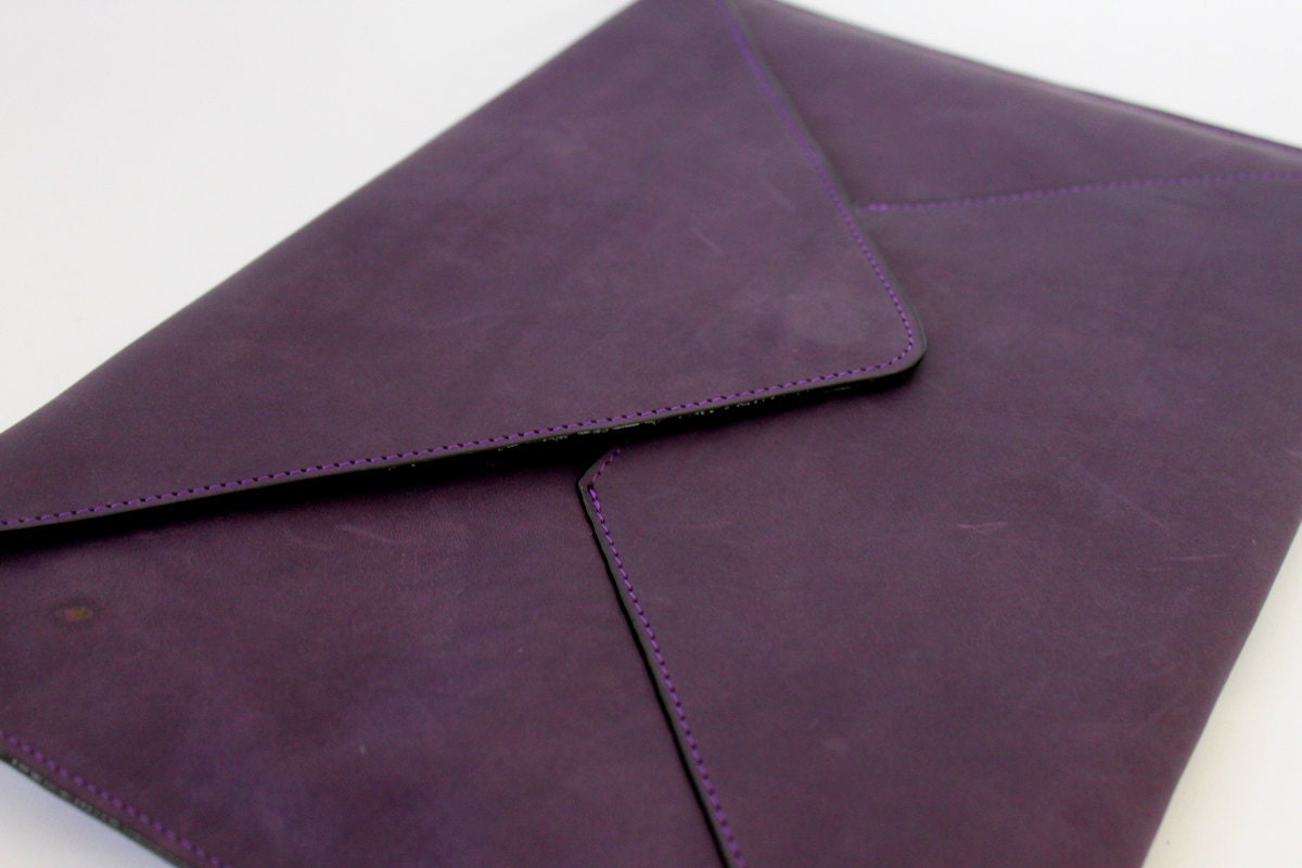ENVELOPE- Oversize Leather Clutch in Eggplant