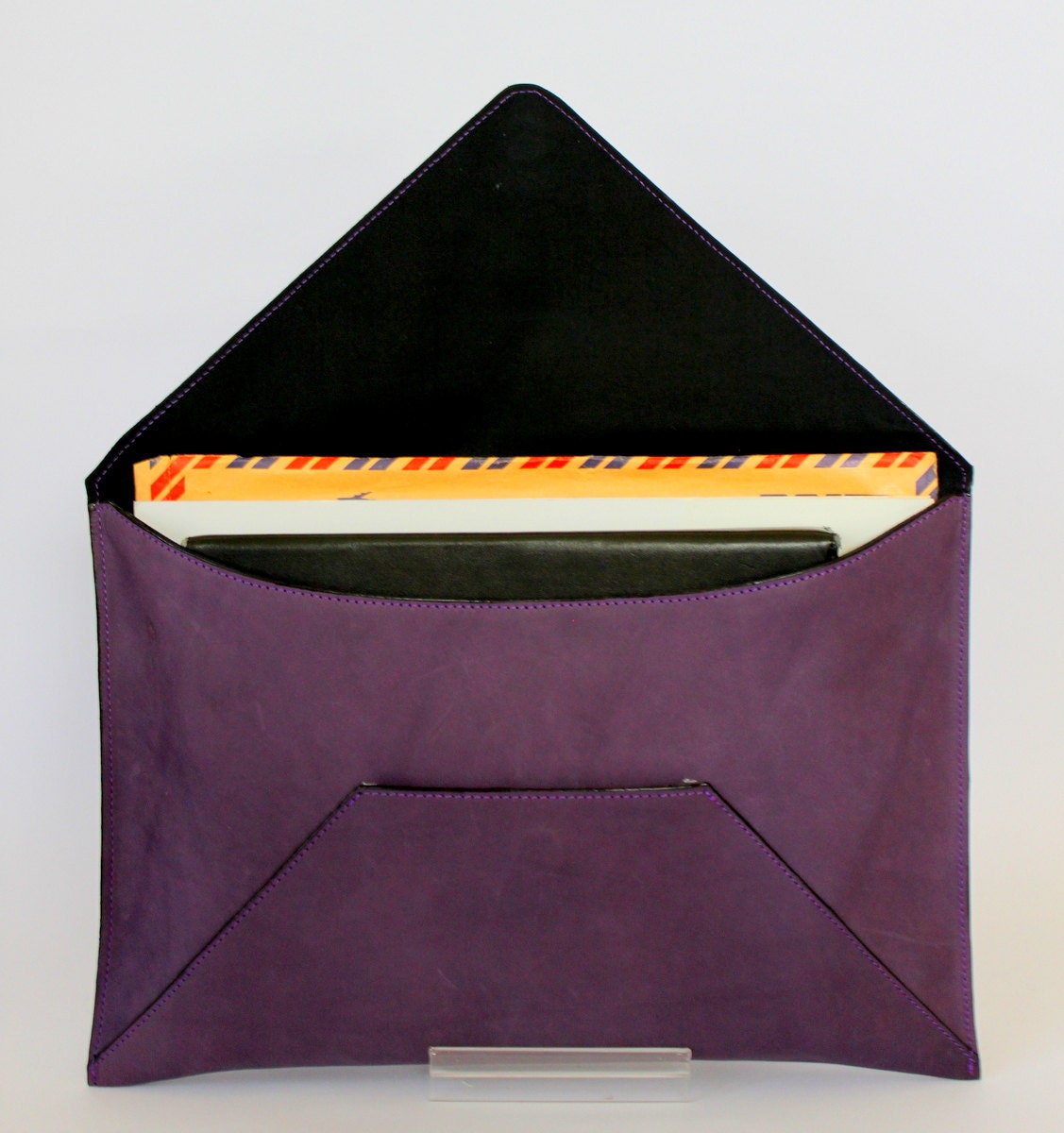 ENVELOPE- Oversize Leather Clutch in Eggplant