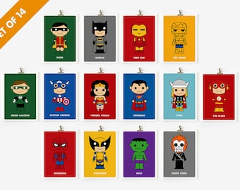 Cute superhero 8x10 art prints set of 14