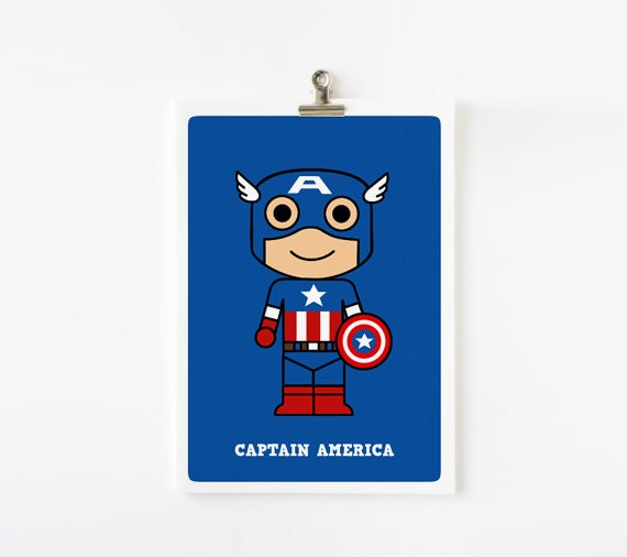 Cute superhero 5x7 art print  - One print