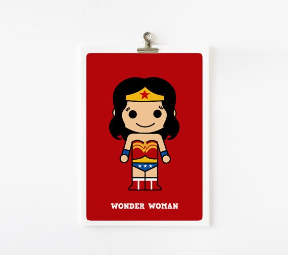 Cute superhero 5x7 art print  - One print