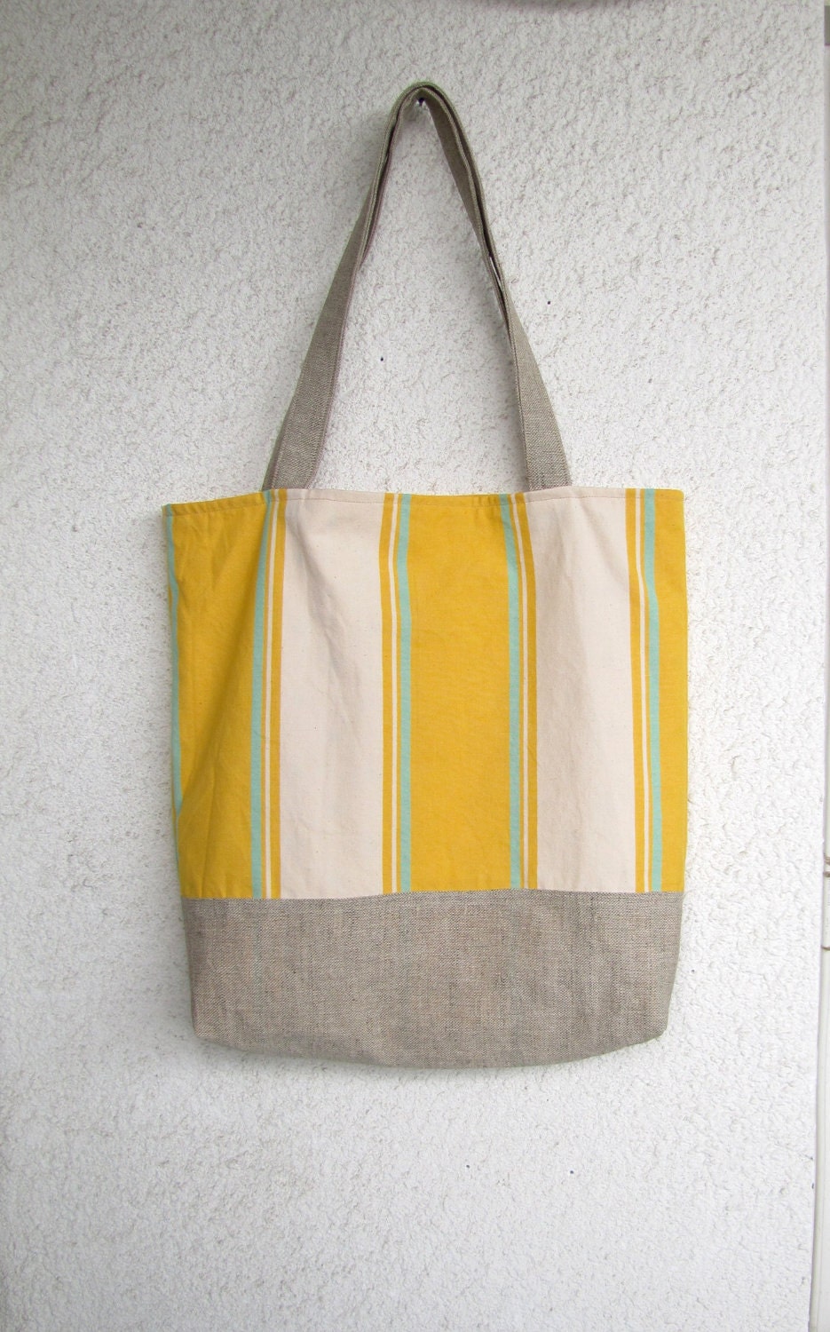 Beach Tote bag Shopper Market bag Yellow Sunny Stripes