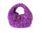pink purple melange crochet purse, purple handbag, lilac - zolayka