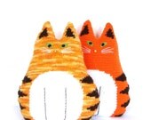 Cute crochet  toy pillows set  "Cat Pals", crochet cushions, pillows Orange stripped Stuffed